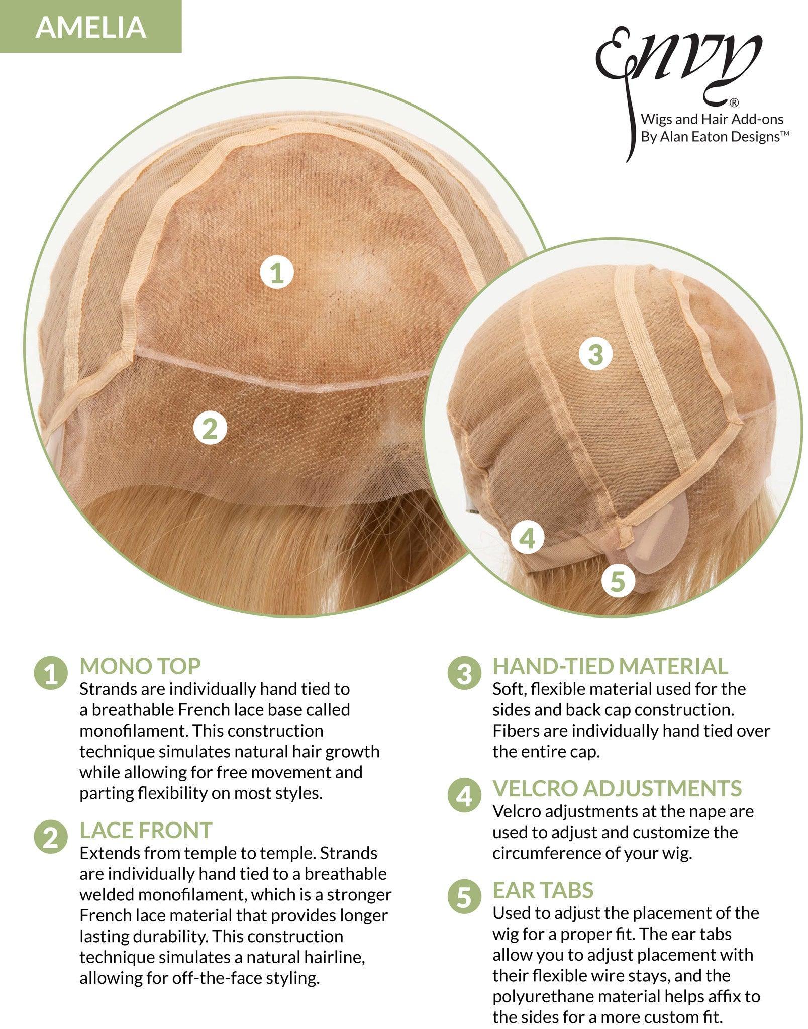 Amelia | 100% Human Hair Wig | Monofilament Top Lace Front Hand Tied | Envy | Alan Eaton - Buy Wigs USA
