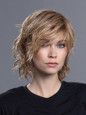 Anima | Mini Lace Front Mono Crown Heat-Friendly Synthetic Wig by Ellen Wille | Edgy Beach Waves, Blunt Fringe, Petite Average Fit - Buy Wigs USA