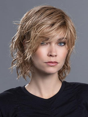 Anima | Mini Lace Front Mono Crown Heat-Friendly Synthetic Wig by Ellen Wille | Edgy Beach Waves, Blunt Fringe, Petite Average Fit - Buy Wigs USA