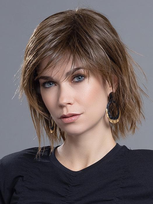 Anima | Mini Lace Front Mono Crown Heat-Friendly Synthetic Wig by Ellen Wille | Edgy Beach Waves, Blunt Fringe, Petite Average Fit - Buy Wigs USA