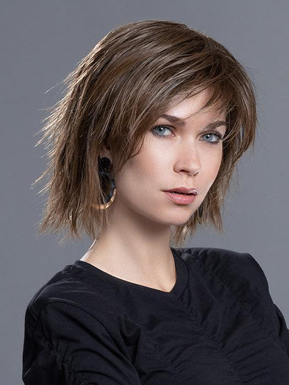 Anima | Mini Lace Front Mono Crown Heat-Friendly Synthetic Wig by Ellen Wille | Edgy Beach Waves, Blunt Fringe, Petite Average Fit - Buy Wigs USA