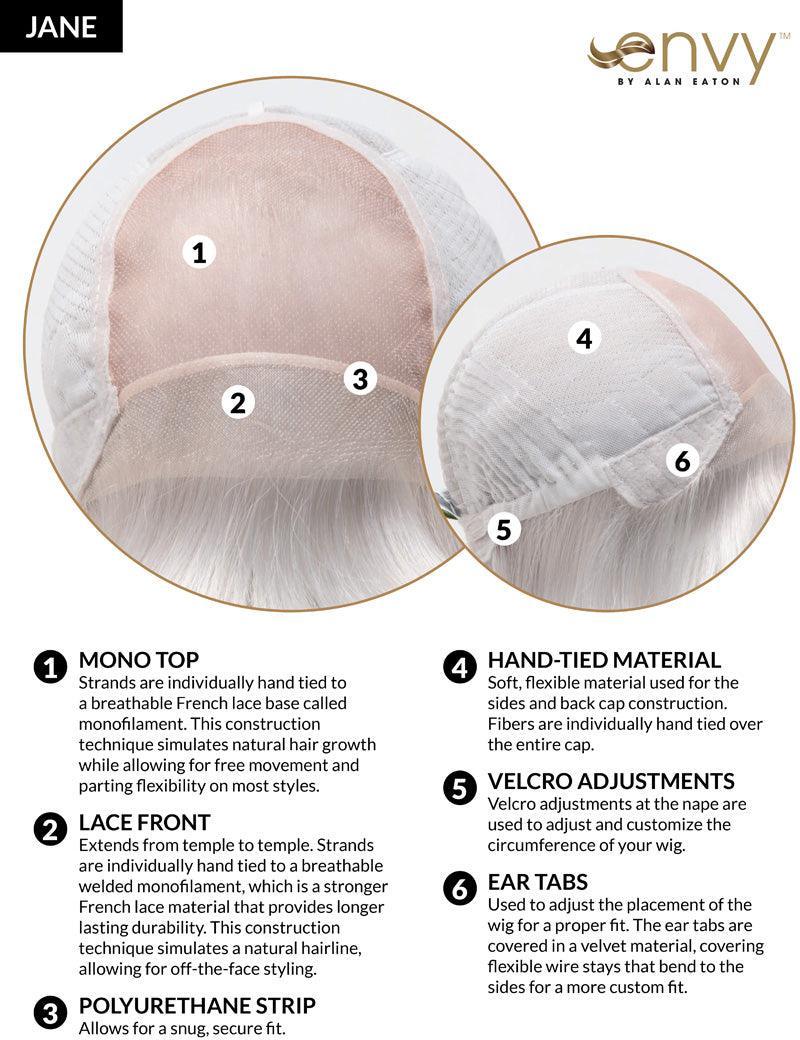 Jane - Fully Hand-Tied Synthetic Wig Lace Front Mono Top by Envy - Buy Wigs USA